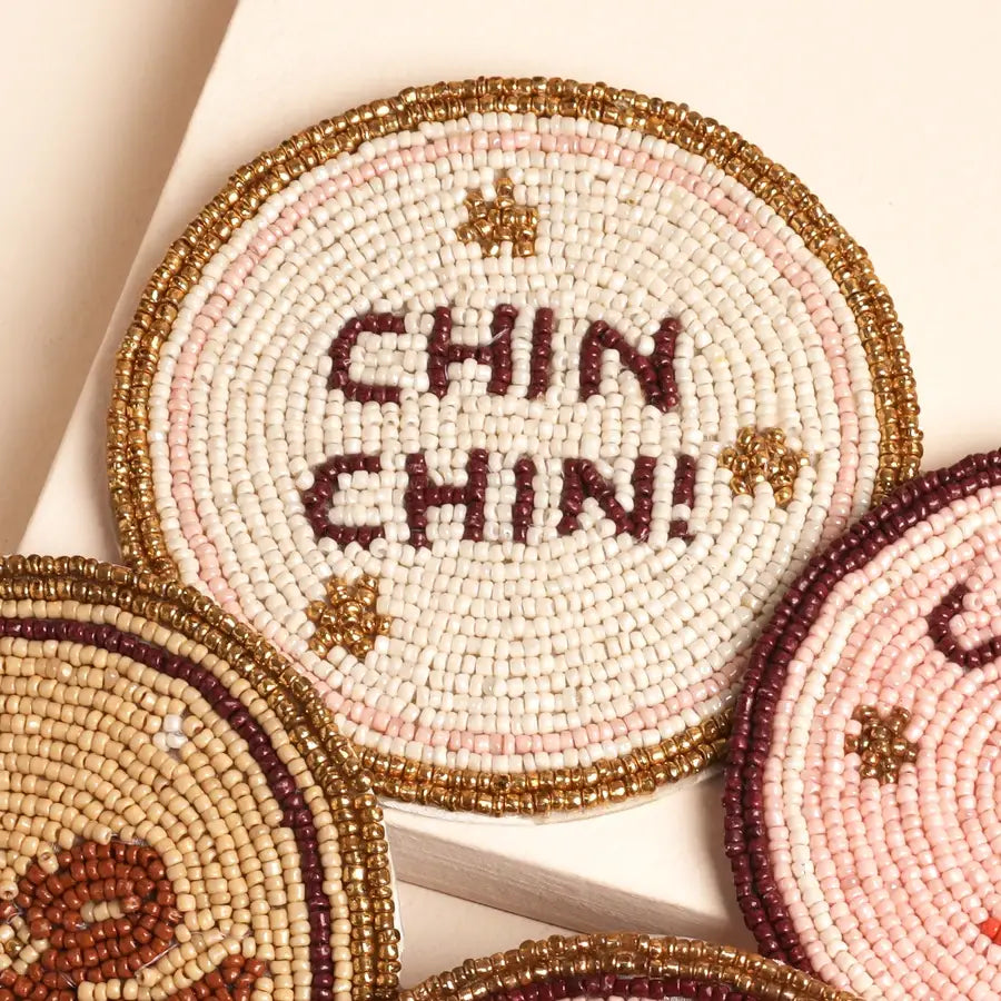 Beaded Sparkle Coaster Set | Fun Party Motif Drinks Coasters – Set of 4