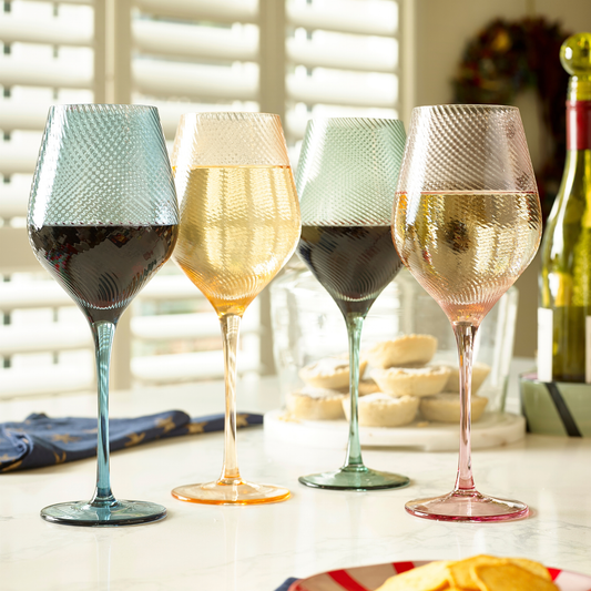 Twist Wine Glass Set | Blue & Green Stemmed Glasses Set of 2