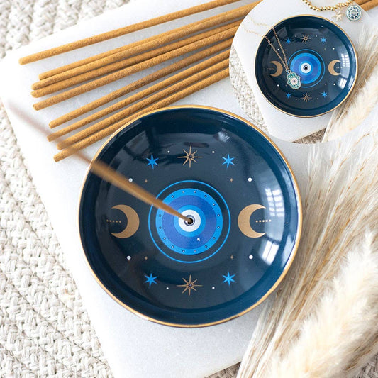 Blue All Seeing Eye Incense Holder Plate | Mystical Home Décor