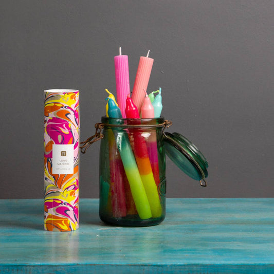 Luxury Long Matches in a Decorative Marble Effect Tube | Pink or Blue