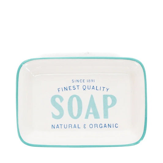Vintage Style Ceramic Soap Dish | Teal & White Soap Dish, Bathroom Decor, Classic Bathroom Gift