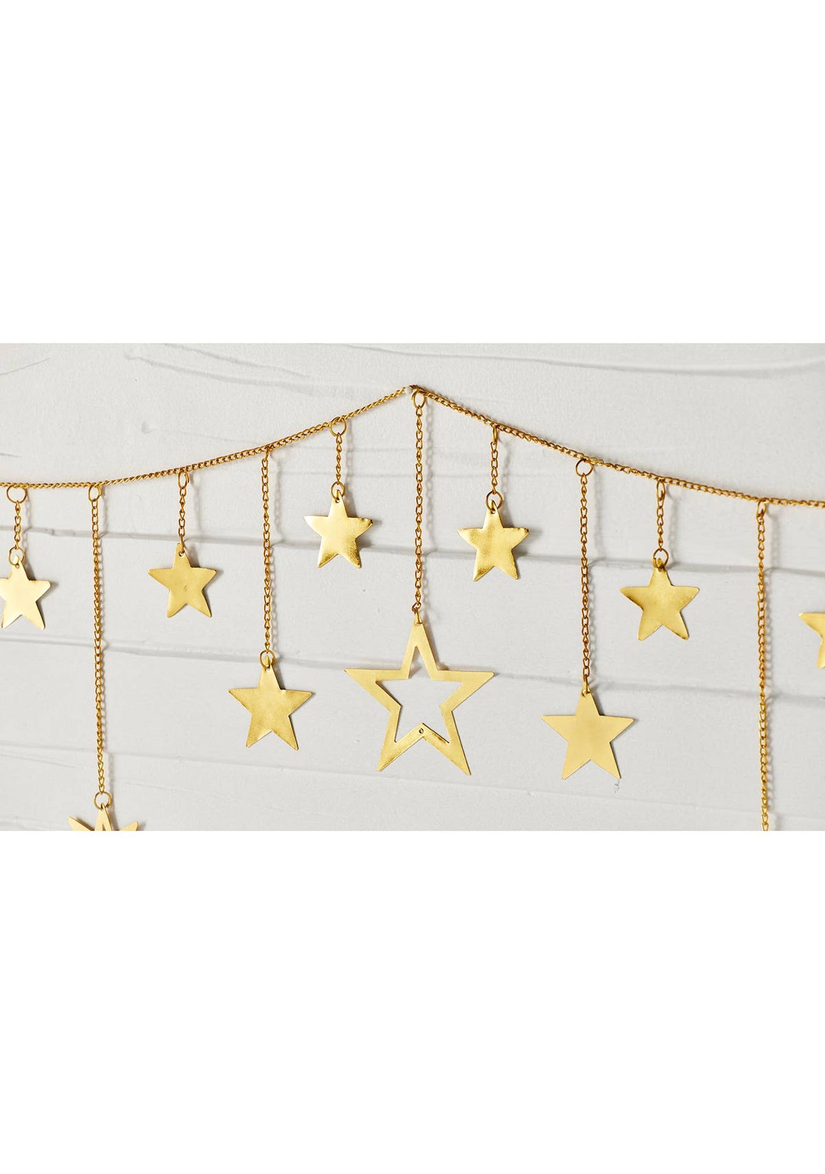 Gold Star Chain Garland | Handcrafted Iron Star Garland