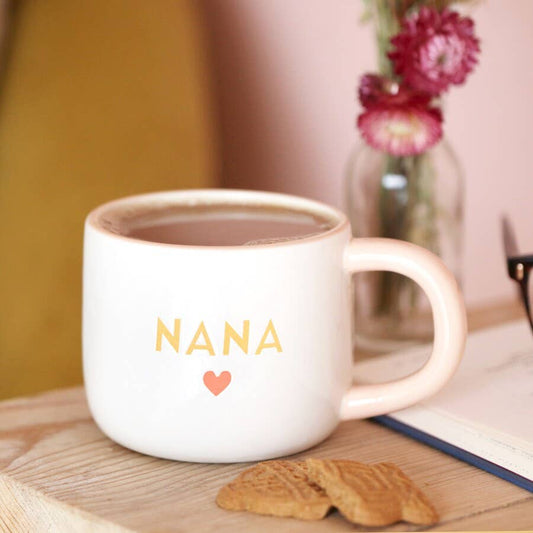 Ceramic Orange Heart Nana Mug | Debossed Name & Heart Design