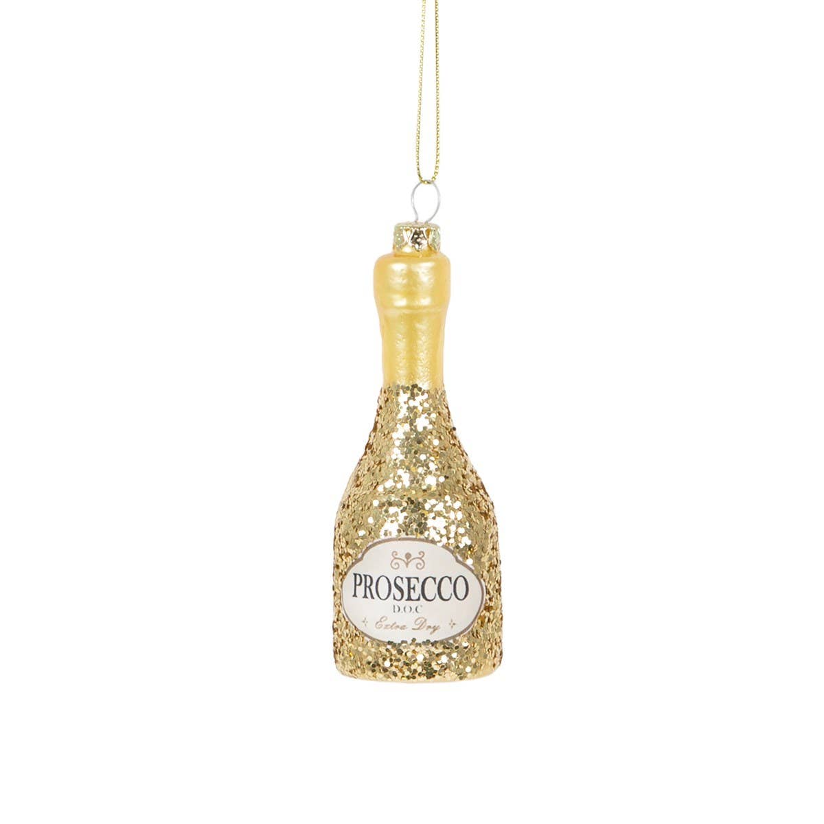 Glitter Prosecco Bottle Bauble | Party Christmas Decoration