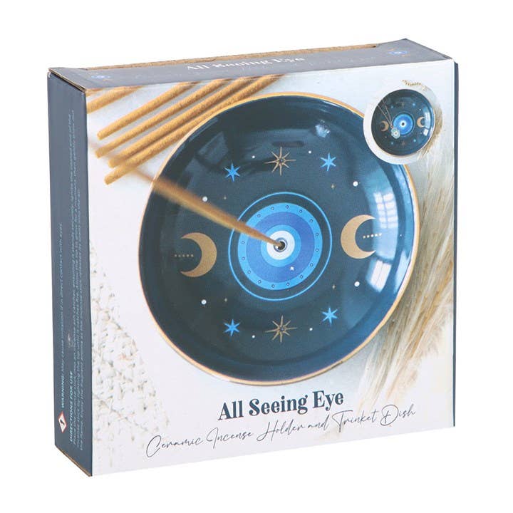 Blue All Seeing Eye Incense Holder Plate | Mystical Home Décor