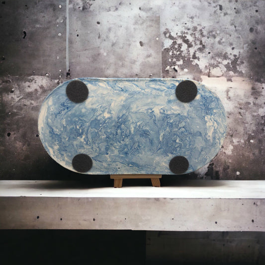 Blue Marble Oval Jesmonite Tray | Handmade Home Decor