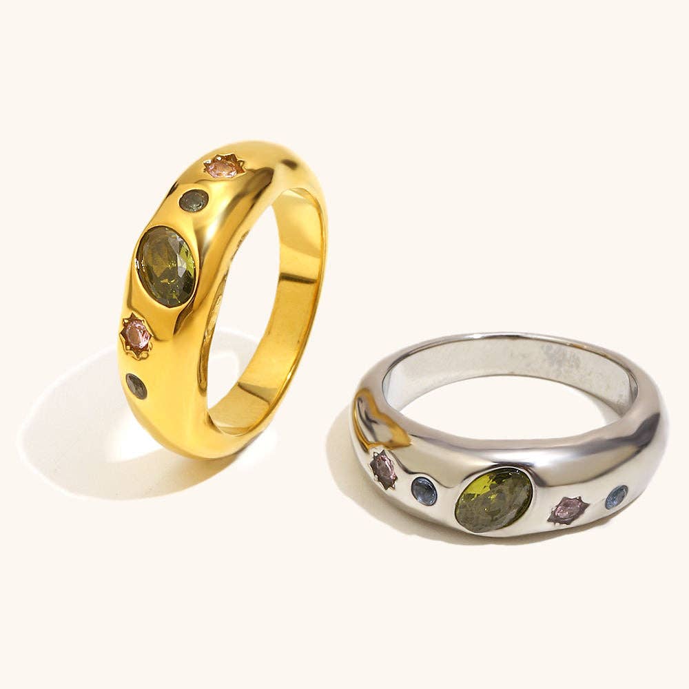 Multi Stone Ring | 18k Gold Plated Ring