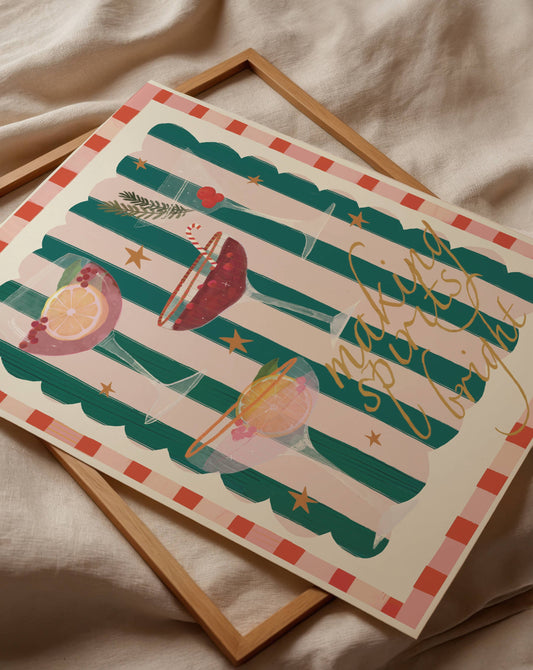 Making Spirits Bright Christmas Wall Art | Festive Cocktail Print