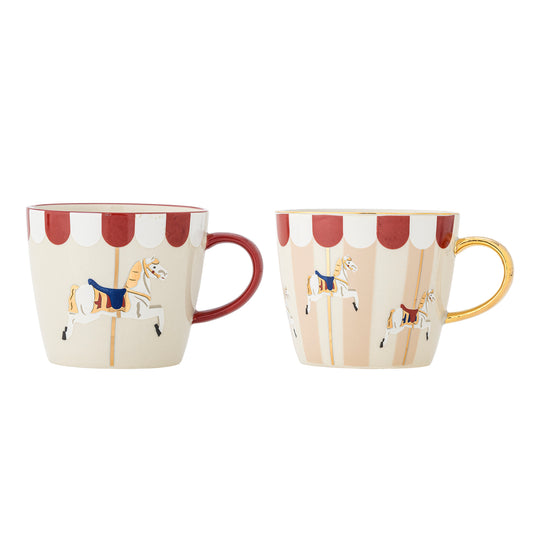 Merry-go-Round Cups | Set of 2 Hand-Painted Stoneware Cups