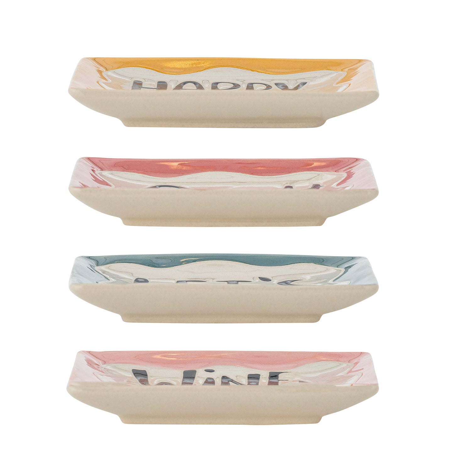 Bloomingville Soline Stoneware Plates Set of 4 | Hand-lettered Plates