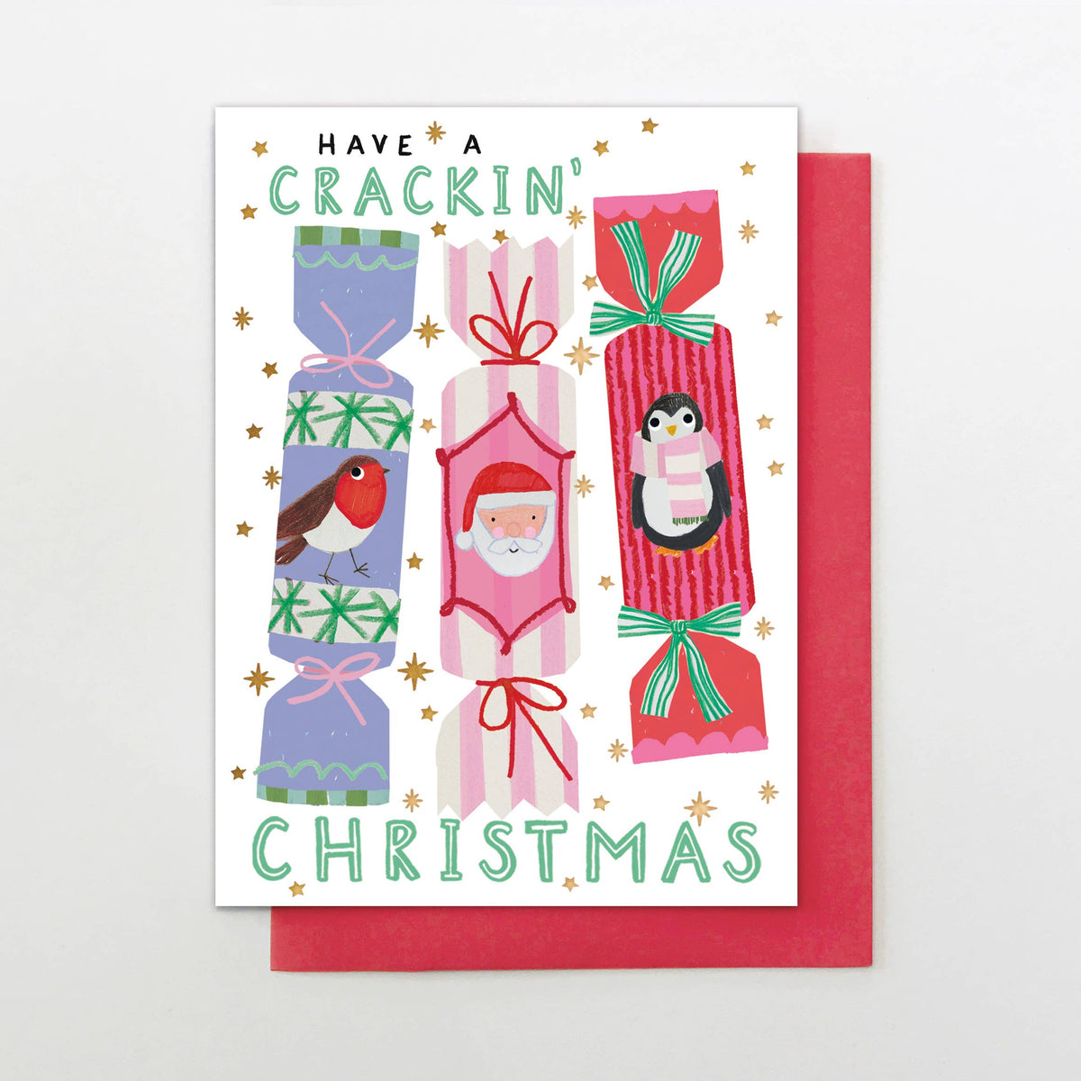Crackin' Christmas Crackers Card | Gold Foil Christmas Card