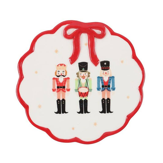 Nutcracker Christmas Trinket Dish with Bow | Festive Ceramic Jewellery Holder