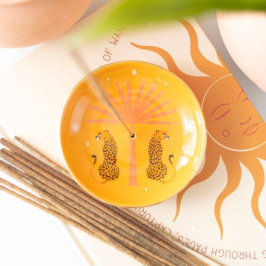Orange Leopard Palm Incense Holder | Boho Home Fragrance Accessory