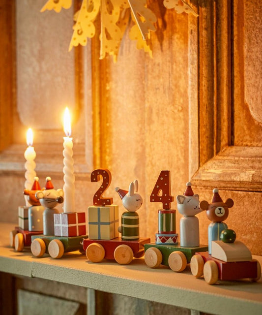 Christmas Advent Calendar Candle Holder Train | FSC® Certified Wooden Decoration