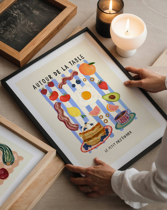 Around the breakfast table art print in hands