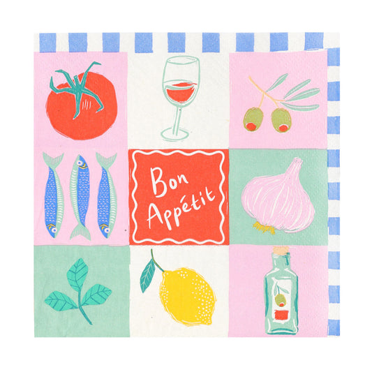 Bon Appetit paper napkins close up