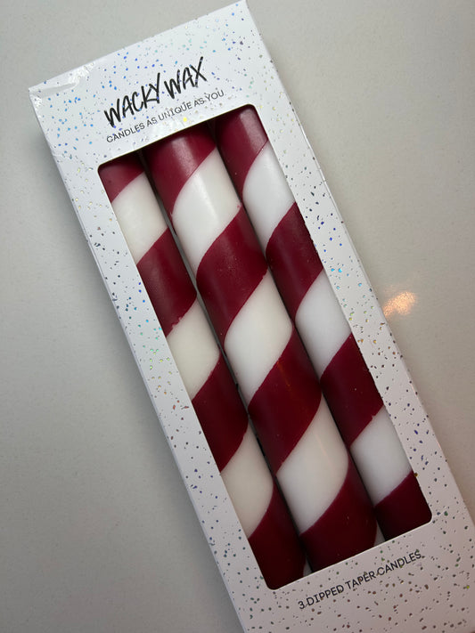 Candy Cane Single Stripe Candles | Festive Home Decor