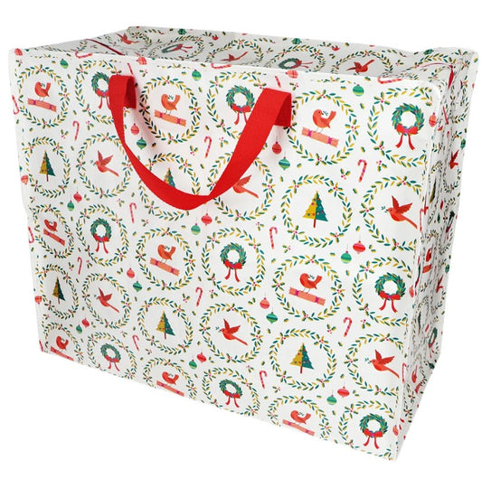 Christmas Robins Large Storage Bag | Festive Recycled Jumbo Bag
