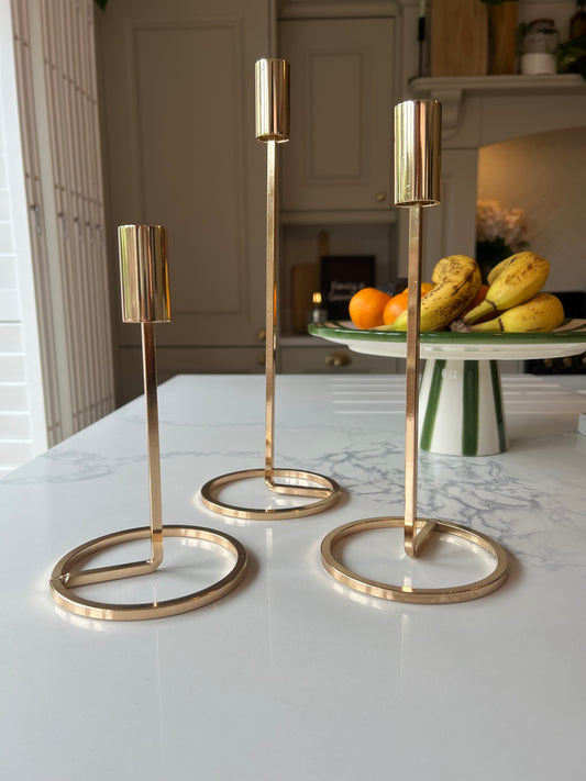Gold Metal Candleholders – Set of 3 | Gold hardware