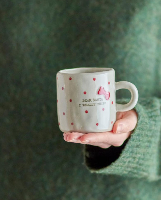 Dear Santa, I Really Tried | Hand painted Stoneware Christmas Mug
