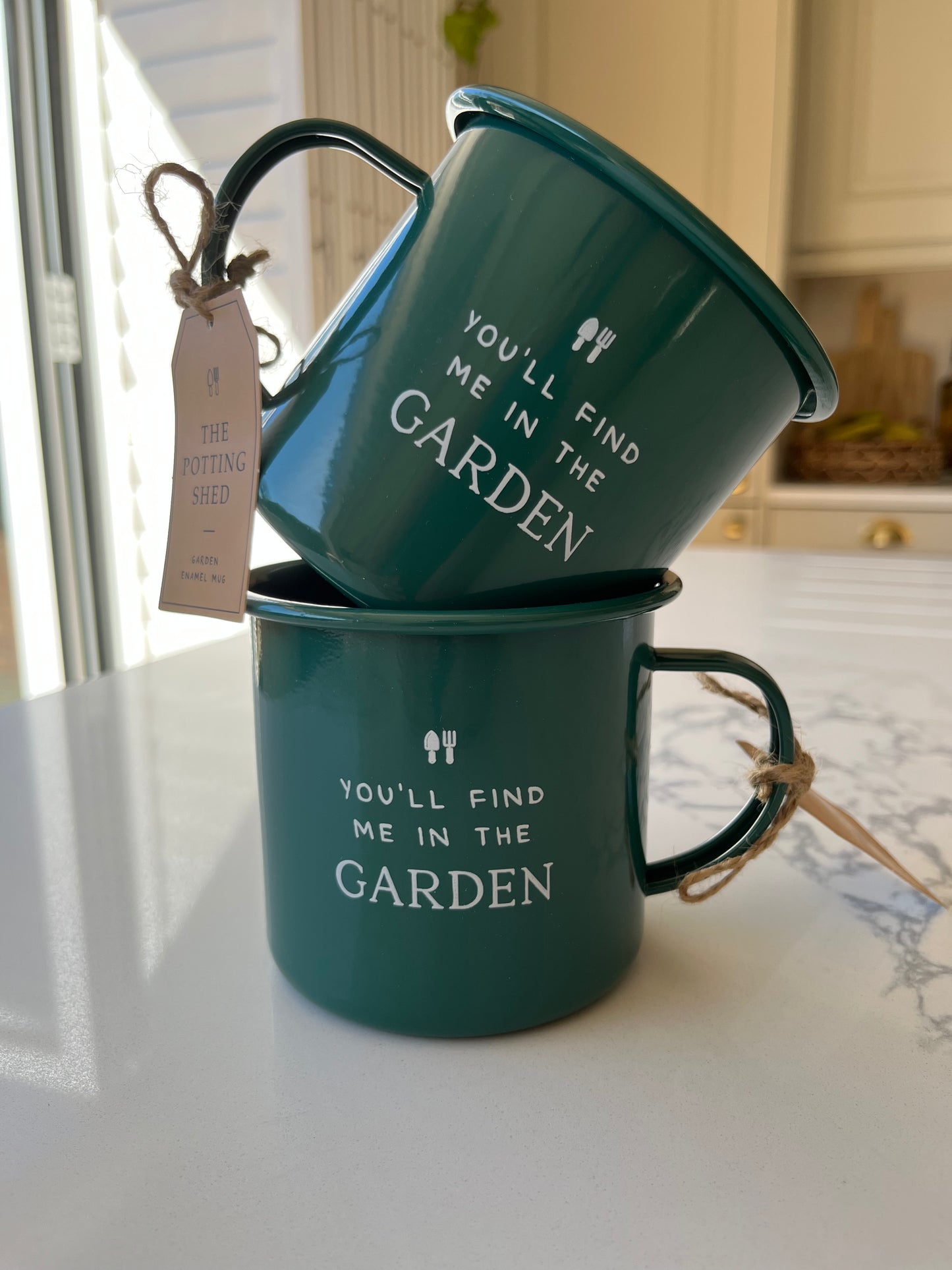 You'll Find Me in the Garden Green Enamel Mug | Gift for Gardeners