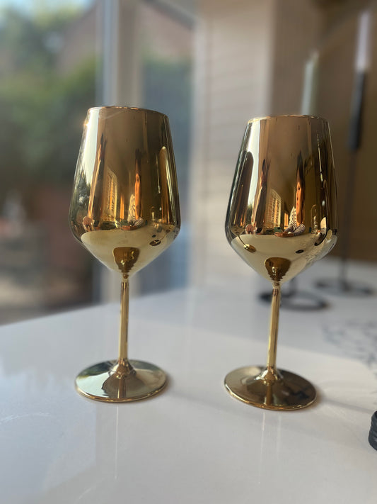 Lacquered Gold Wine Glasses - Set of 2 | Luxury Gold-Coated Glassware