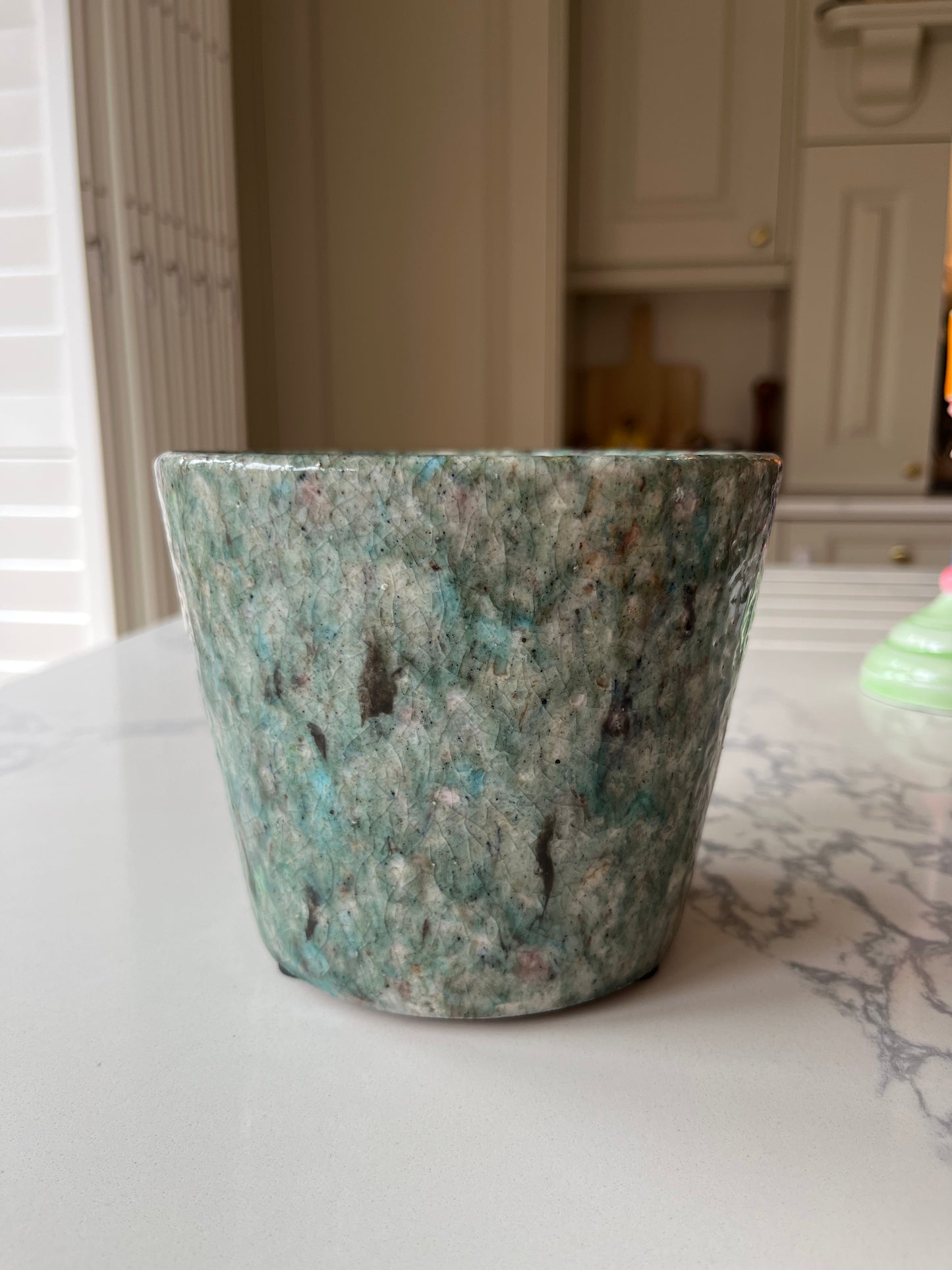 Green glass glazed terracotta planter | Unique Ceramic Plant Pot for Home & Gifting