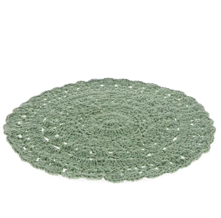 Green Crochet Placemat | Handcrafted Vintage-Style Table Mat