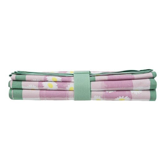 Lilac & Green Gingham Daisy Picnic Blanket | Waterproof Picnic Blanket