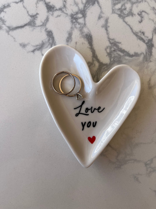 Heart-Shaped Trinket Dish – "Love You" – Gift for Friend or Partner