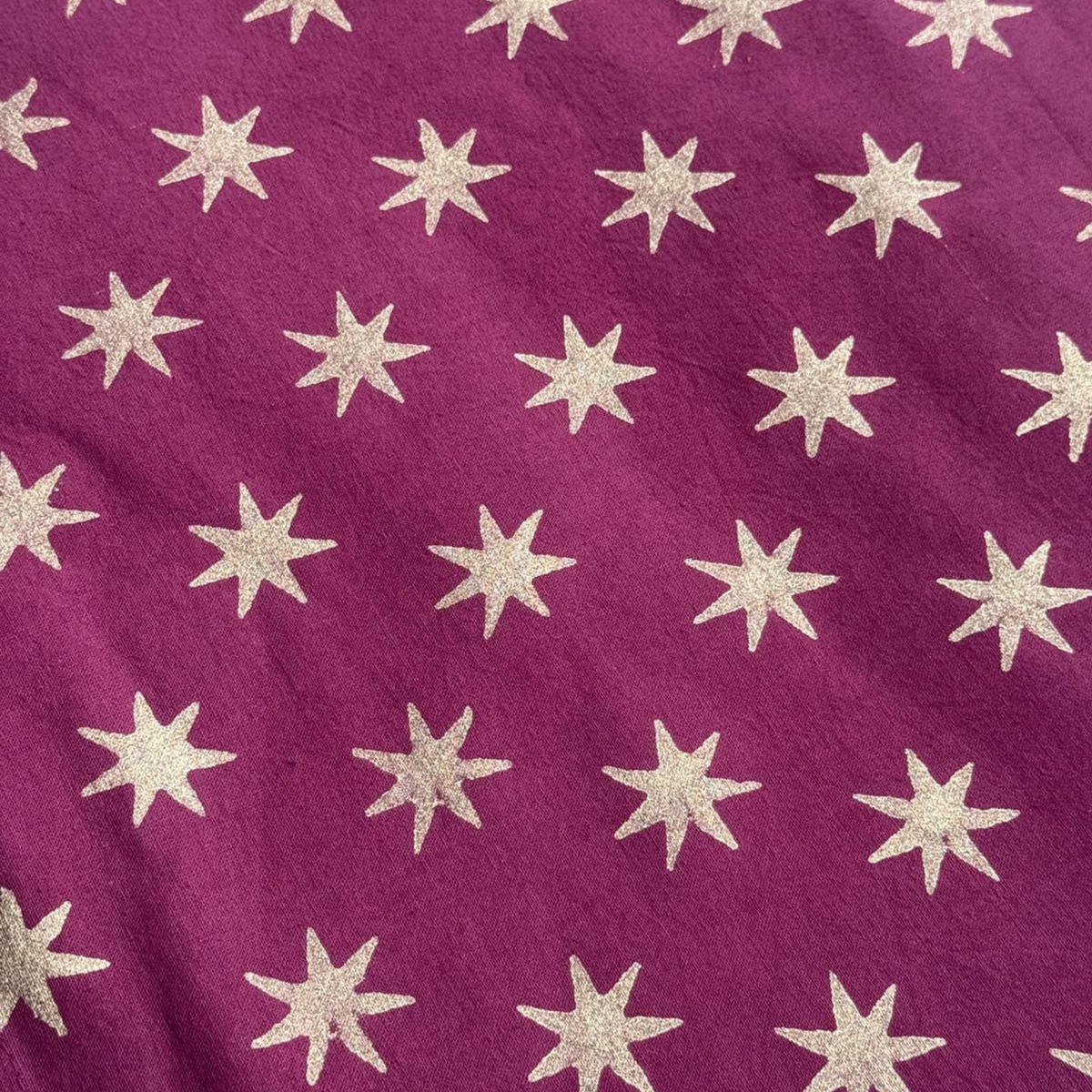 Gold Star Block Printed Tablecloth in Merlot | Hand Block Printed Cotton Festive Table Linen
