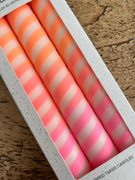 Neon Ombre Spiral Candles | Set of 3 Colourful Taper Candles