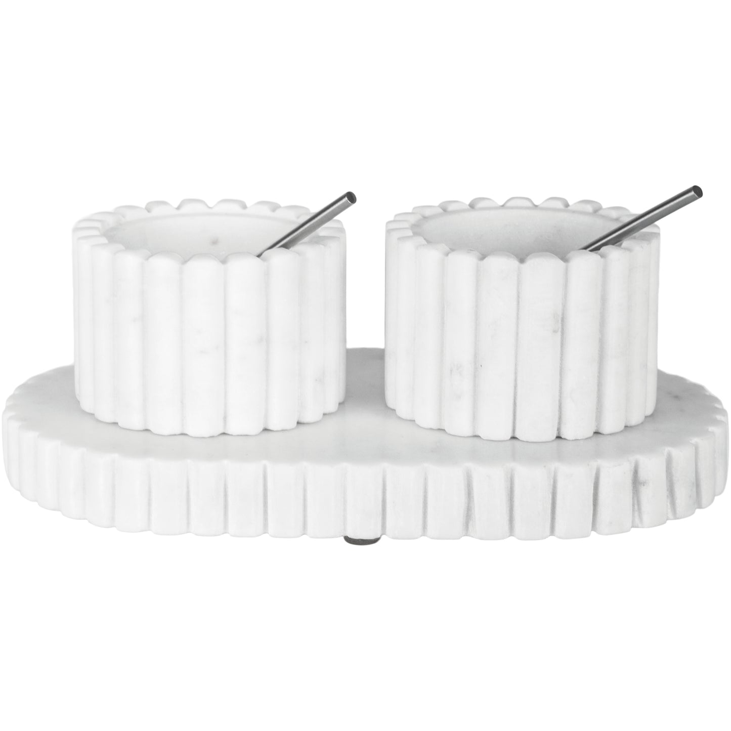 Marble Pinch Pots with Tray | Salt & Pepper Pots
