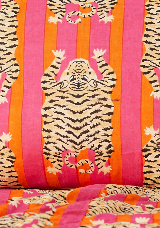 Orange & Pink Stripe Tiger Cushion