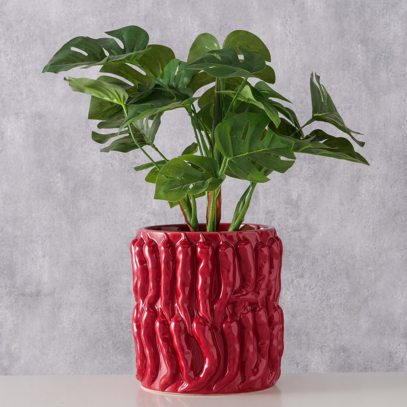 Chilli Pepper Planter | Red Embossed Stoneware