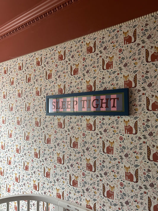 Sleep Tight Framed Print with Blue Frame | Framed wall art