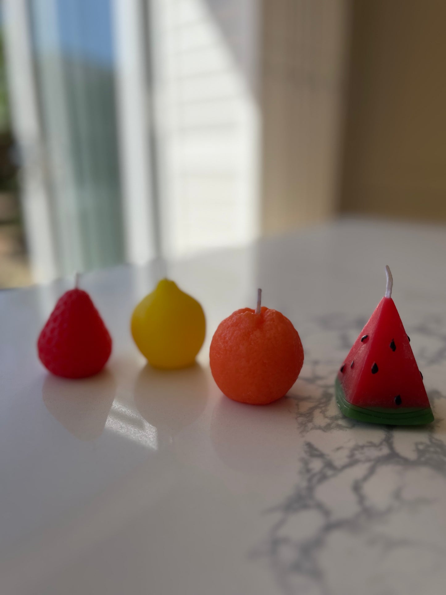 Tutti Frutti Fruit-Shaped Candle Set | 4 Unscented Decorative Candles