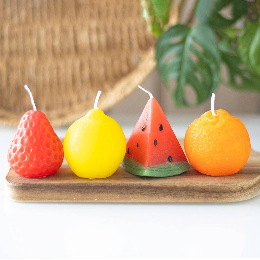 Tutti Frutti Fruit-Shaped Candle Set | 4 Unscented Decorative Candles