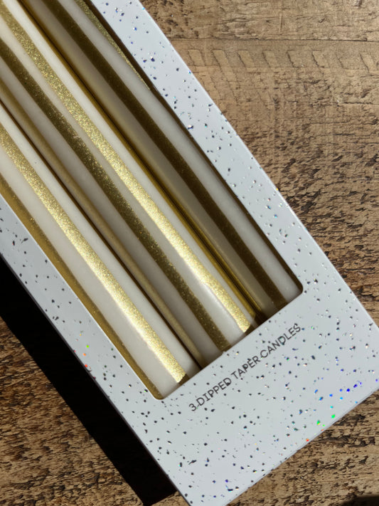 White with gold drip candles | Neutral home decor