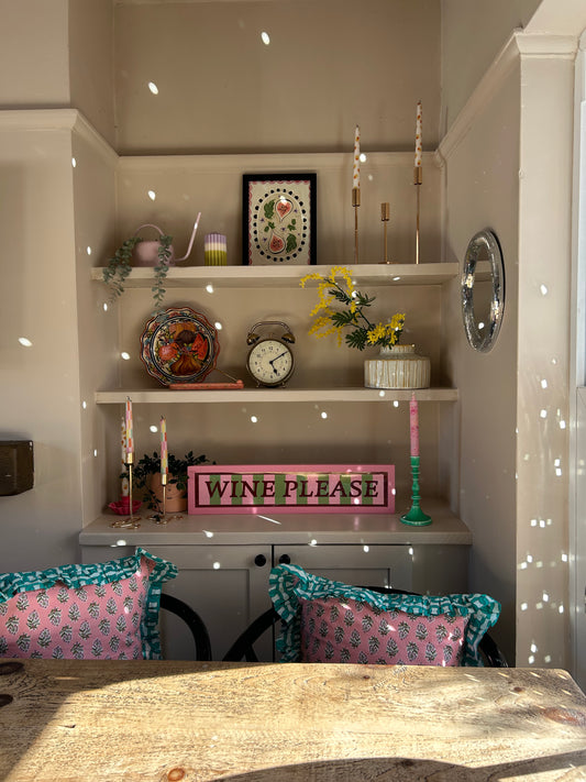 Wine Please Stripe Print – Framed in Pink | Fun wall art