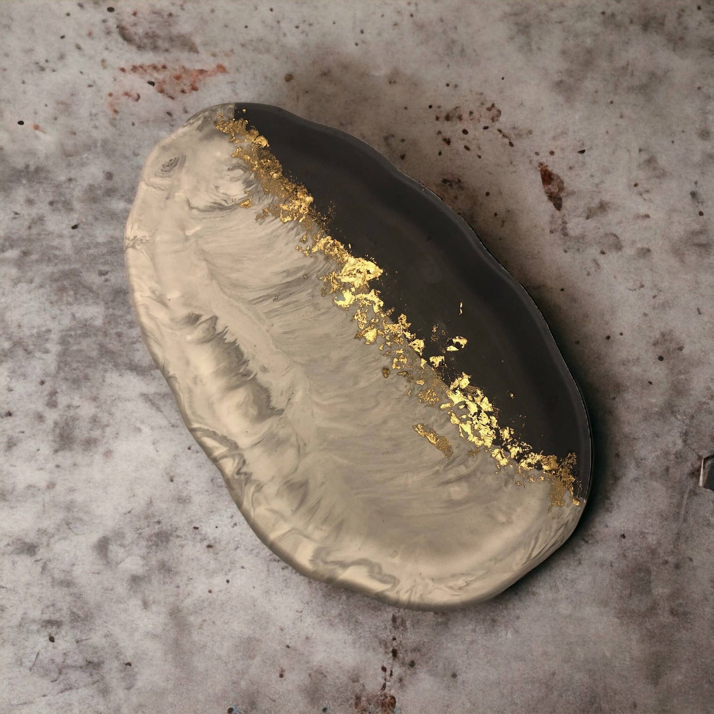 Grey marble and golf leaf misshaped tray
