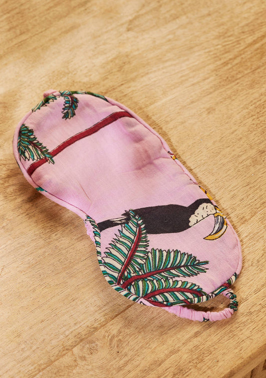 Jungle Print Eye Mask - Blue or pink | 100% cotton eye mask