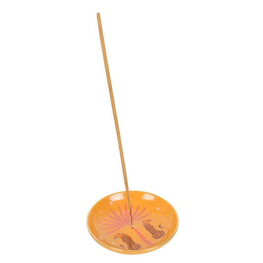 Orange Leopard Palm Incense Holder | Boho Home Fragrance Accessory