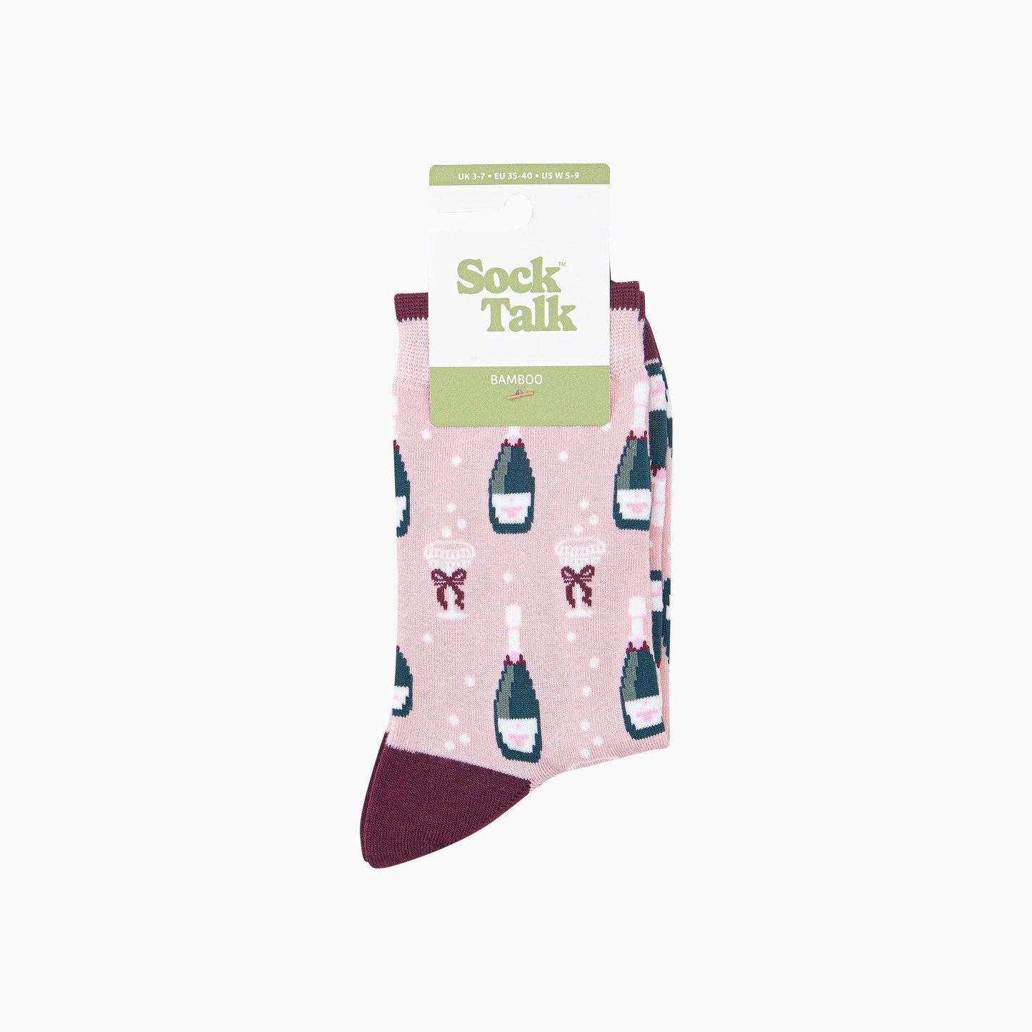 Champagne & Bow Bamboo Socks | Women's Bamboo Crew Socks