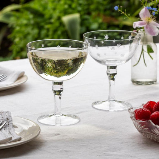 Etched Star Coupe Cocktail Glasses 200ml – Set of 2 | Elegant Barware