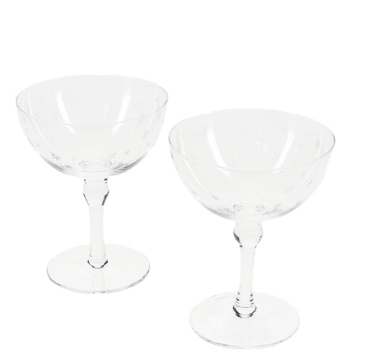 Etched Star Coupe Cocktail Glasses 200ml – Set of 2 | Elegant Barware