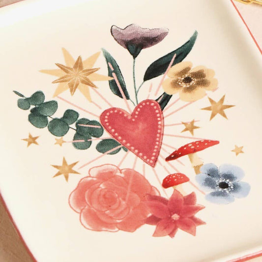 Floral Heart Trinket Dish | Ceramic Jewellery & Keepsake Holder