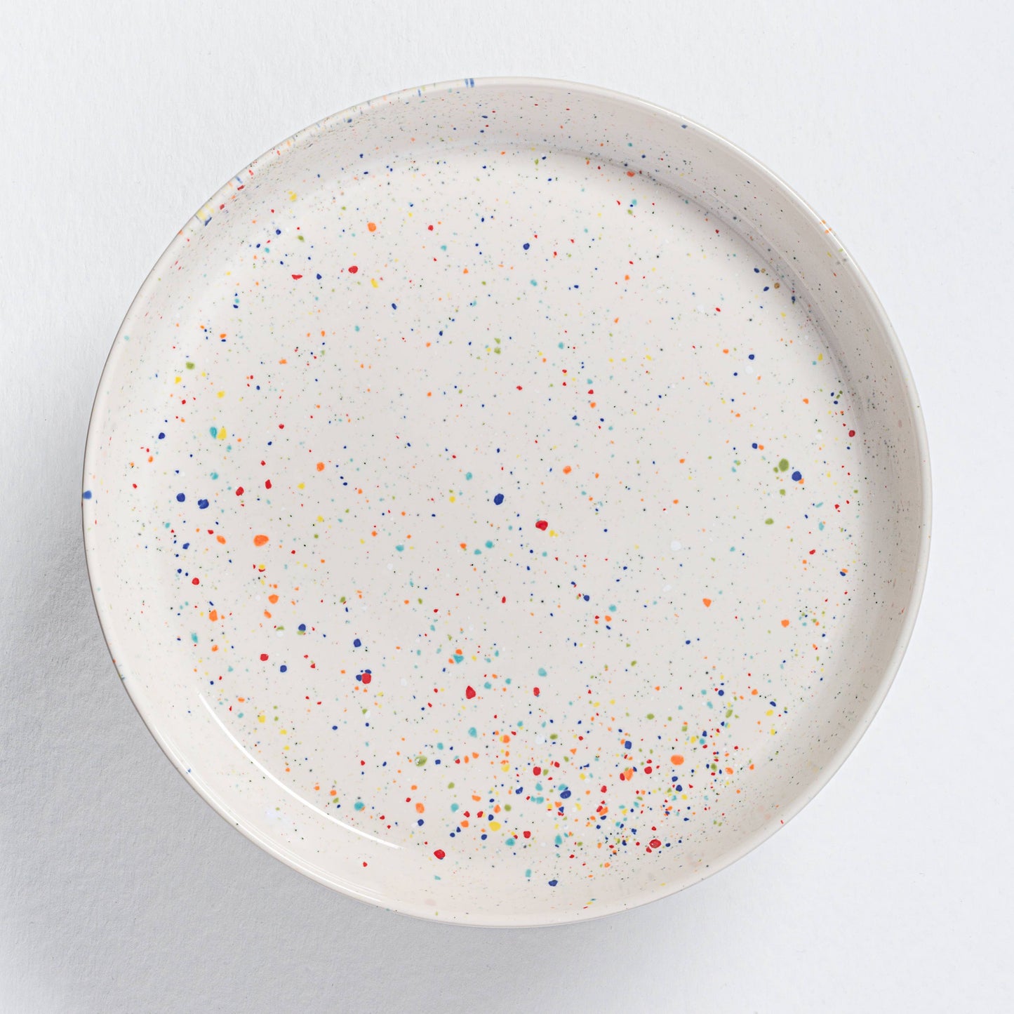 White Cake Stand with Splatter Pattern | Hand-Painted Ceramic Cake Stand