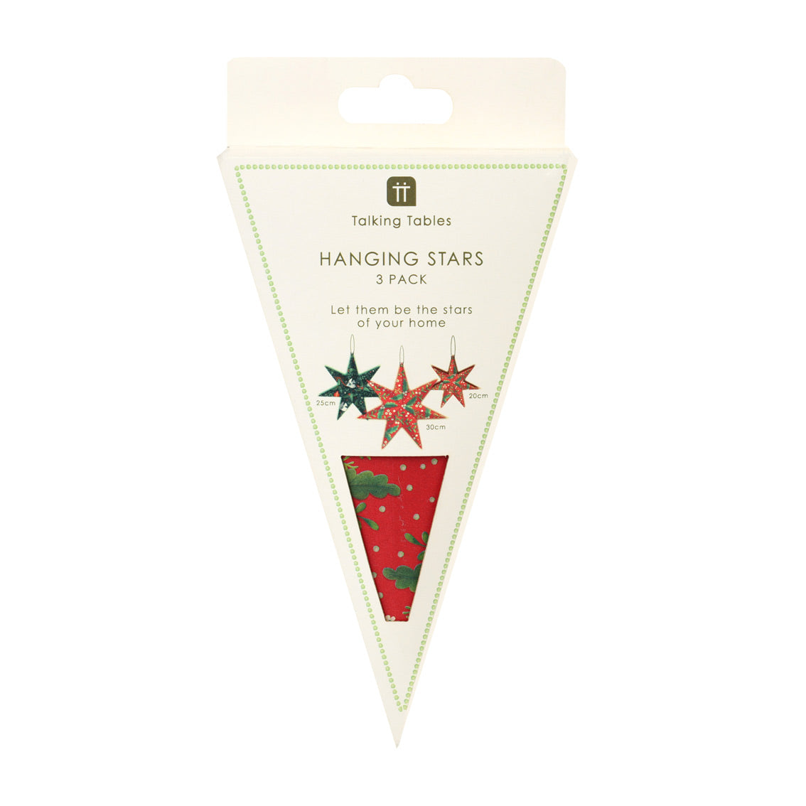Folklore Paper Stars Christmas Tree Decorations – 3 Pack | Red & Green Festive Decor
