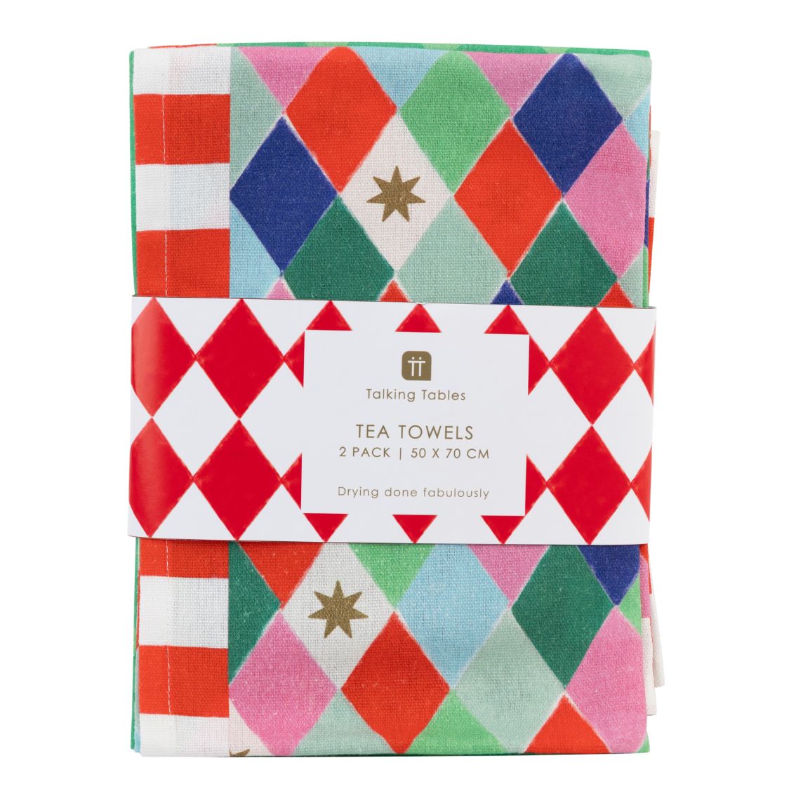 Santa Christmas Tea Towel 2 Pack | Organic Cotton Christmas Tea Towels